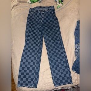 Boohoo Blue Checkered Denim